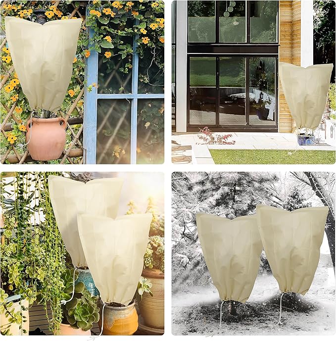 78x41inches Plant Covers Freeze Protection,4 Packs Thickened 2.82oz/yd²Frost Cloth for Outdoor Plants,Winter Tree Covers with Zipper&Drawstring,Plant Blanket for Winter Plant Covers Freeze Protection