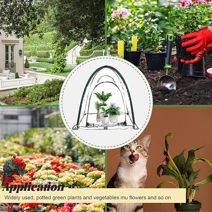 Portable Mini Greenhouse for Winter Gardening - Transparent PVC Pop Up Plant Protector Cover for Heat Preservation in Backyard