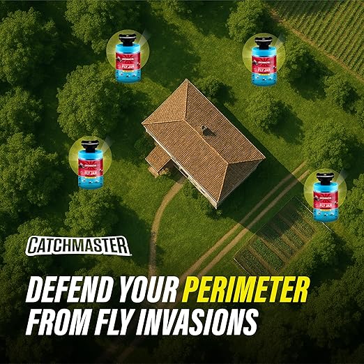 Catchmaster Reusable Fly Trap Outdoor Jar Refill 3-Pack Bait, Bug Catcher and Flying Insect Trap Natural Attractant Refill for Pest Control, Pet Safe, Bulk Fly Traps Bait