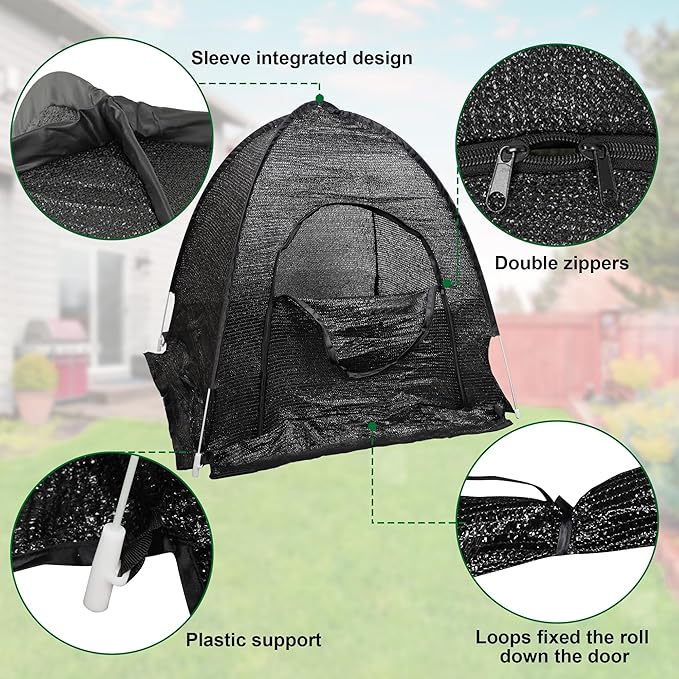 winemana 2 Pcs 70% Plant Shade Tent for Garden, 33.5x35.5x31.5 inch Sun Shade Netting Cloth for Outdoor Plants, Pop Up Net Cover UV Resistant, Insect Animal Protective Covers for Vegetable Fruit Crops