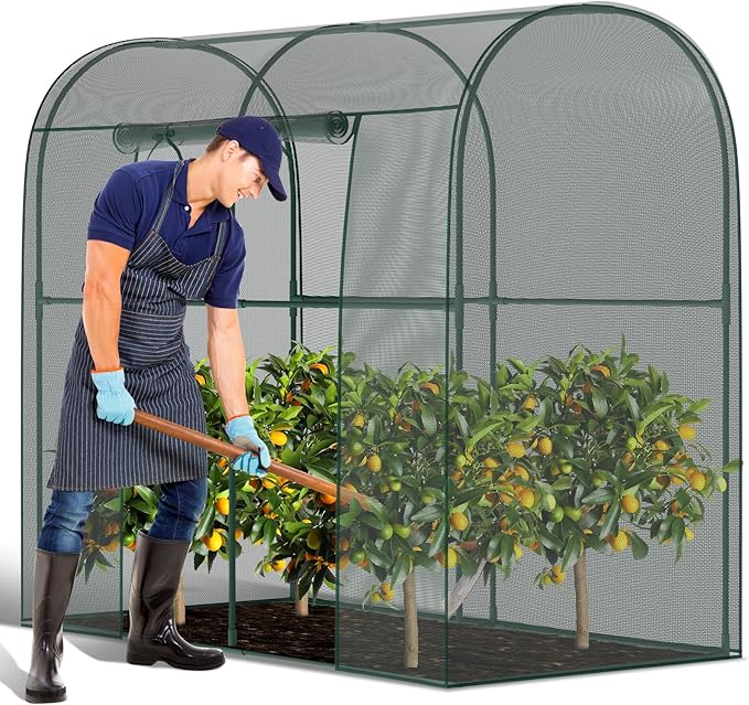 Crop Cages for Garden Plant, 6.6x3.3x6 Ft Plant Protection Netting Tent with Zippered Door, Raised Bed Cover, Garden Bed Cover with Frame, Wind-Resistant Plant Cages for Outdoor Plants