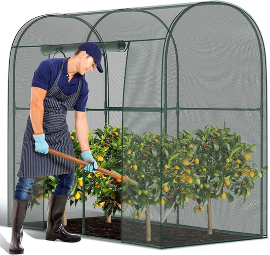 Crop Cages for Garden Plant, 6.6x3.3x6 Ft Plant Protection Netting Tent with Zippered Door, Raised Bed Cover, Garden Bed Cover with Frame, Wind-Resistant Plant Cages for Outdoor Plants