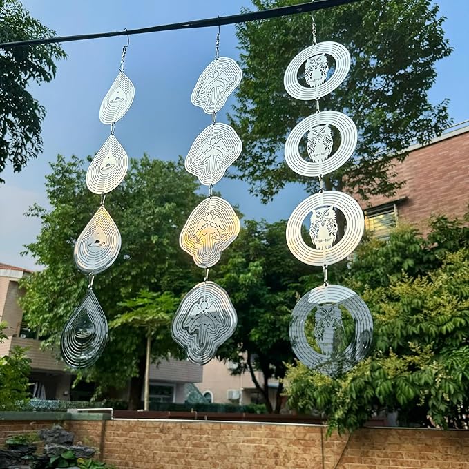 Bird Scare Discs Set，Highly Reflective Bird Deterrent，Extra Sparkly Wind Spinner Outdoor Garden Decor，Bird Scare Devices for Yard Patio.