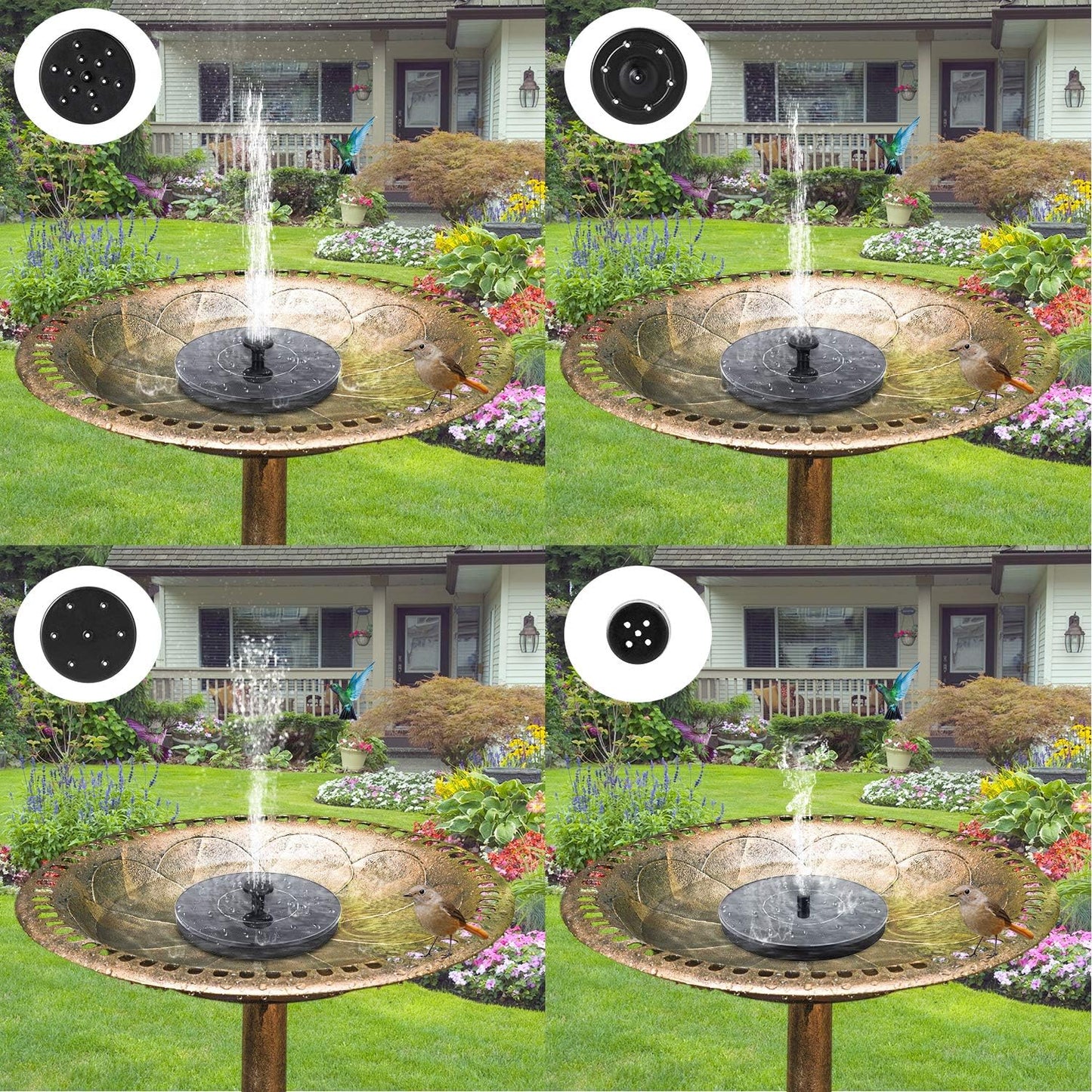 Mademax Solar Bird Bath Fountains Pump, Upgrade 1.4W Solar Fountain with 6 Nozzle, Free Standing Floating Solar Powered Water Fountain Pump for Bird Bath, Garden, Pond, Pool, Outdoor