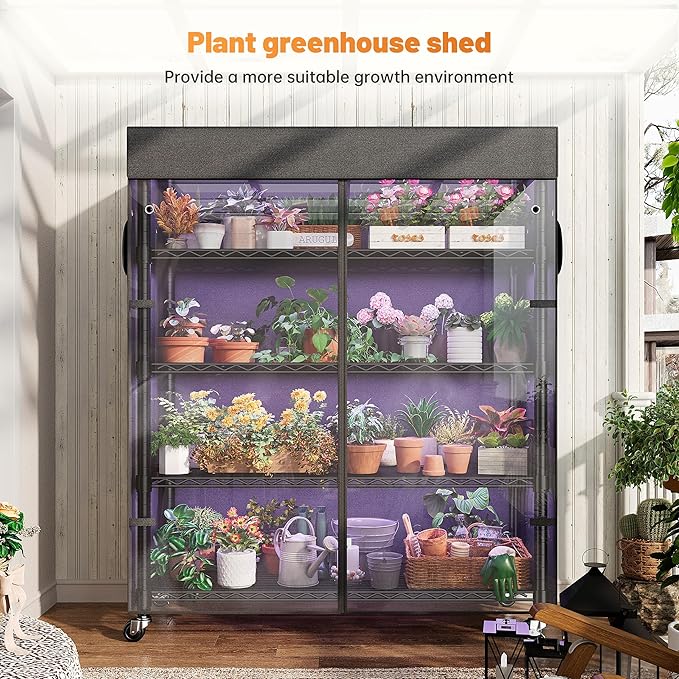 REIBII 72.8" H Storage Shelves with Wheels Wire Shelving Cover Heavy Duty Metal Shelving for Pantry Garage Kitchen Commercial Industrail,Storage Rack Shelf Commercial Shelving,35" W*16" D*72.8" H