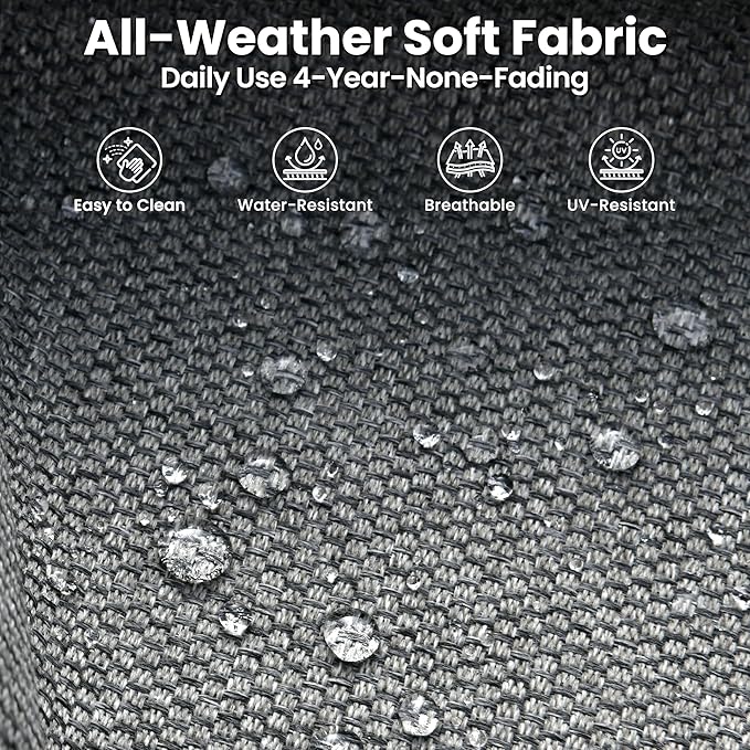 ovios Patio Furniture Set, 6 Pieces Outdoor Wicker Sofa Couch with Loveseat, Ottomans and Comfy Cushions, All Weather High Back Rattan Conversation Set, Dark Grey