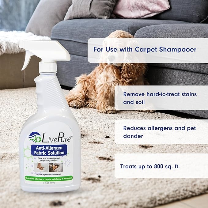 LivePure Anti-Allergen 32 OZ Fabric Spray for Household Surfaces, 2 Pack