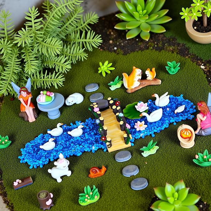 Miniature Fairy Garden Accessories, 36 Pieces Miniature Resin Figurines for Plant Pots, Backyard, Lawn, Micro Landscape, Dollhouse, Terrarium