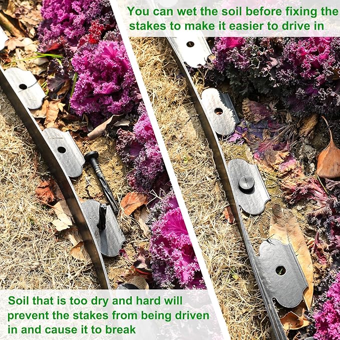 1.5 Inch Garden Edging Border 100FT, Plastic Edging for Landscaping with 90pcs Spikes