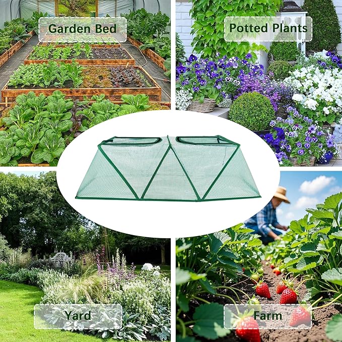 47.2" *14.6" *13.4" Foldable Garden Accelerator Plants Cover Freeze Protection for Raised Bed, Mini Greenhouse Cover with Two Air Hole, Frost Cover for Plant Vegetable Seedling Protector