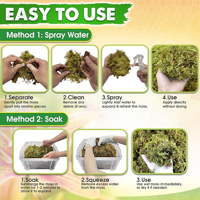 DUSPRO 10oz Dried Forest Moss for Potted Plants, Ideal for Orchid Moss Potting Mix Indoor Moisture Repotting Orchid Soil Medium, Terrarium Decor, Natural Reptile Vine