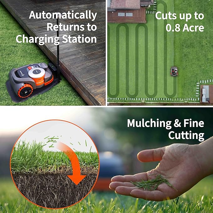 Segway Navimow H3000N-VF Robot Lawn Mower Perimeter Wire Free, 0.74 Acre RTK+Vision Robotic Lawnmower, Virtual Boundary, Systematic Mowing, APP Control, Anti-Theft 54dB(A) Quiet, Multi-Zone Management