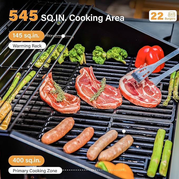 Sophia & William 4-Burner Propane Gas BBQ Grill with Side Burner and Porcelain-Enameled Cast Iron Grates, Stainless Steel Barbecue Grills Outdoor Cooking, Silver Cabinet Style, 42,000BTU