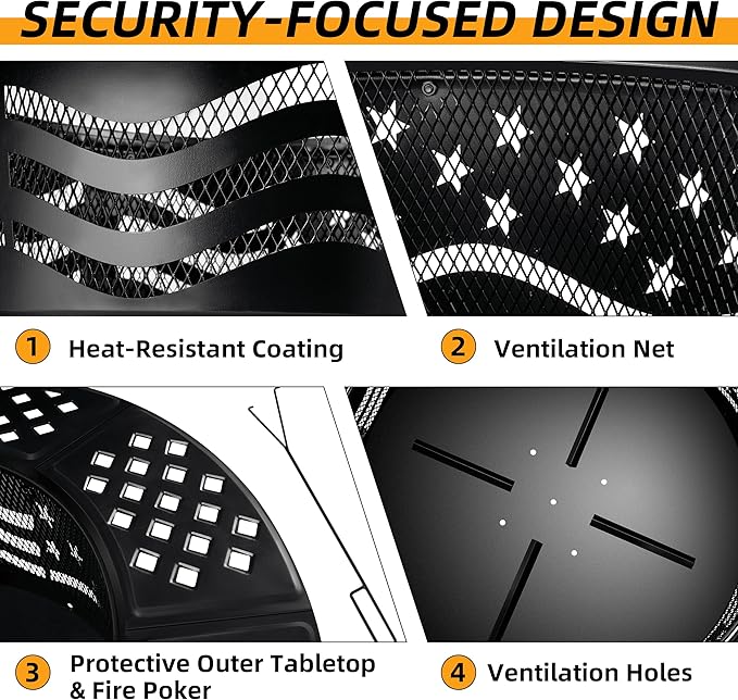 PrimeZone 42" Outdoor Fire Pit with 2 Grills - Wood Burning Firepit for Outside with Cover & Poker, Heavy Duty Metal Fire Pit Large Round Fireplace for Patio, Backyard, Picnic, Camping, Bonfire