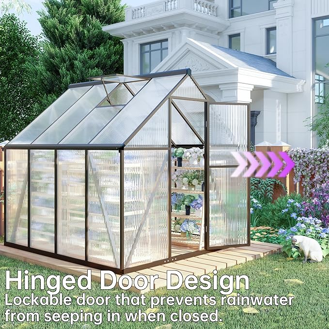 CQZY 6x4 FT Walk-in Greenhouse for Outside,Dark Gray