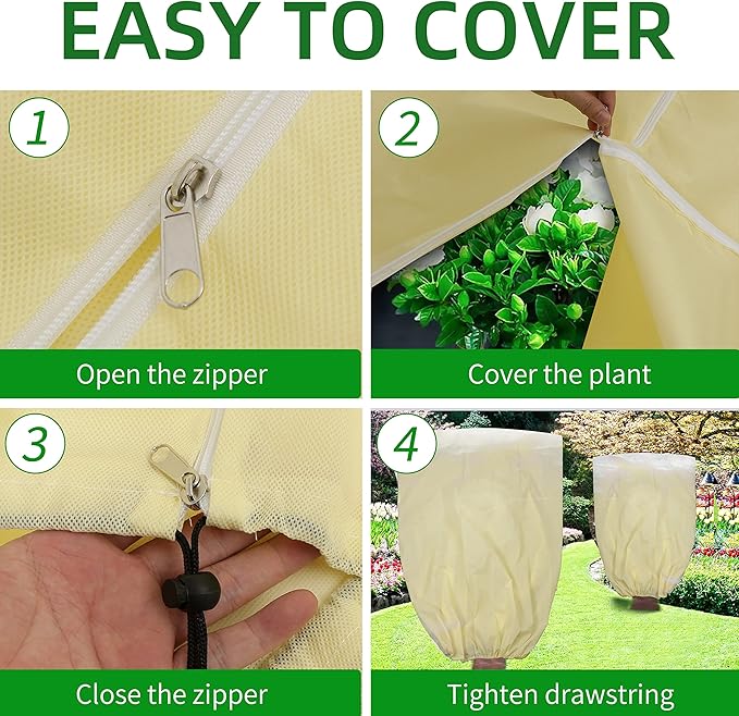 TCBWFY 95x80 Inch Huge Plant Covers Freeze Protection Frost Cloth for Outdoor Plants,2.82oz/yd² Thickened Winter Tree Covers with Zipper Drawstring,2 Pack Frost Blanket from Wind,Pest and Animal