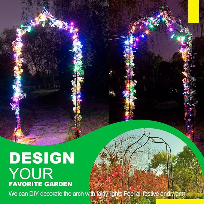 Garden Arch Trellis 14.2" L x 46.5" W x 98.4" H, Black Iron Arbor, Courtyard Arbor Trellis for Various Climbing Plants Rose, Outdoor Archway Wedding Ceremony Party