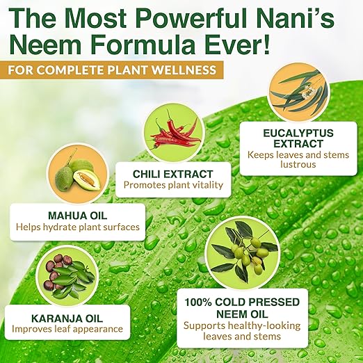 Nani’s Ultra Neem Spray Oil for Plants 8.5 oz – Cold-Pressed Concentrate Blend with 4 Potent Oils – Dilute to Make Organic Neem Oil for Plants - Indoor & Outdoor Use For Healthier Horticultural Growth