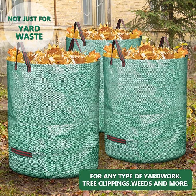 3 Pack 132 Gallon Reusable Yard Waste Bags Heavy Duty Lawn and Leaf Bags Yard Waste Container Garden Grass Bags