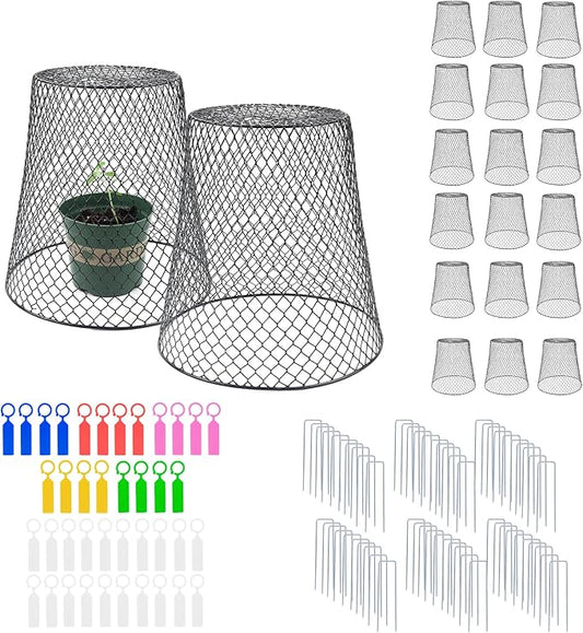 20Pcs Chicken Wire Cloche Plant Covers, 9.2×9.2 Inches Plant Protectors from Animals, Metal Garden Plant Cages for Outdoor Plants, Keep Rabbits, Squirrels, Birds Out