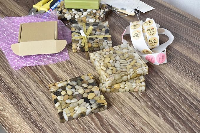 Handmade River Stone Flat Paperweight, Unique Rock Paperweights for Desk, Decorative Paper Weights