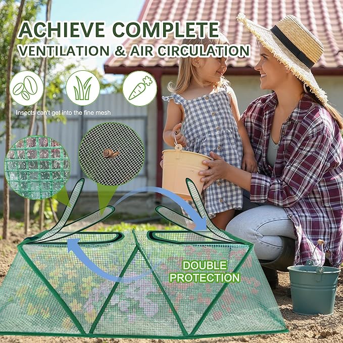 47.2" *14.6" *13.4" Foldable Garden Accelerator Plants Cover Freeze Protection for Raised Bed, Mini Greenhouse Cover with Two Air Hole, Frost Cover for Plant Vegetable Seedling Protector
