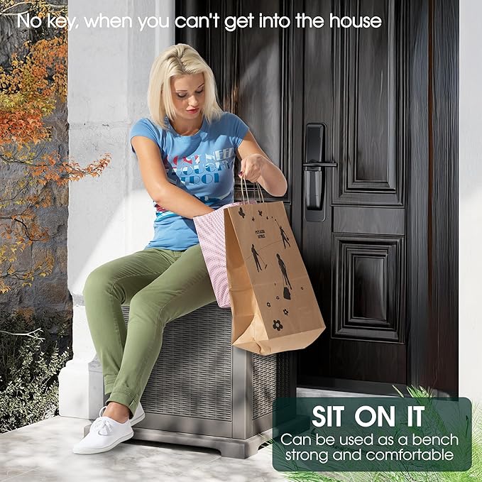 NUNU LAB Outdoor Storage Box, 33 Gallon Resin Deck Box Indoor and Outdoor Use, Waterproof Lockable Patio Storage Bin for Gardening Tools,Package Deliveries,Patio Cushions,UV Resistant,Grey