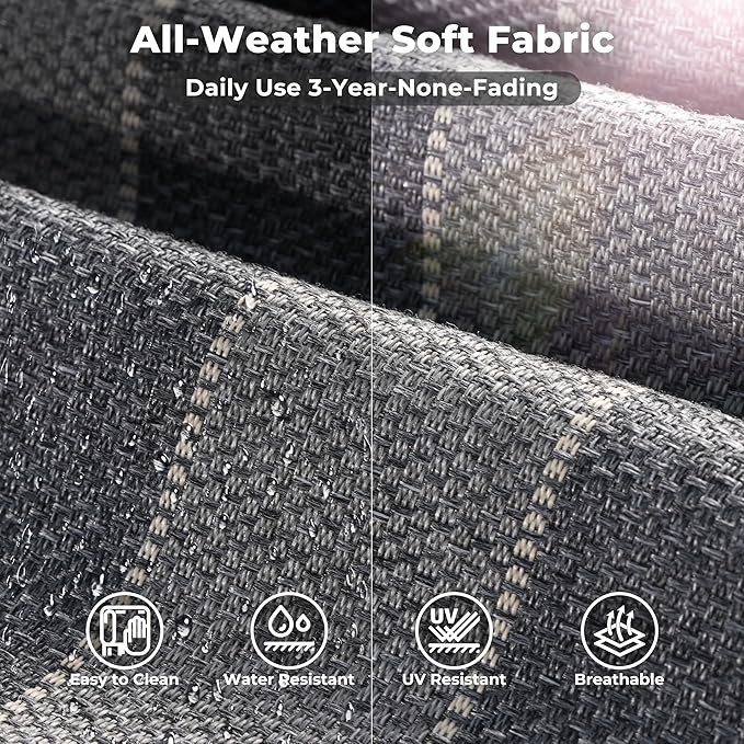 ovios 12 Pieces Patio Furniture Set, Outdoor Wicker Sectional Sofa with Glass Table Comfy Cushions, Modern Modular Deep Seat Couch Rattan Conversation Set, Dark Gray Stripe