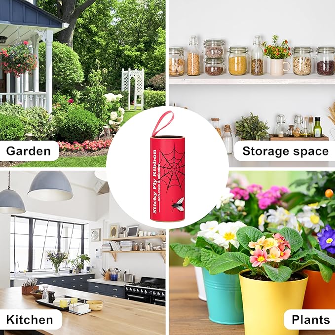 Stingmon 40 Pack Fly Trap, Fruit Fly Traps Indoor for Home, Fly Traps Outdoor Hanging, Flying Insect Trap, Fly Strips Tape Paper Ribbon, Gnat Traps for Bug, Insect, Pest, Mosquito, Red