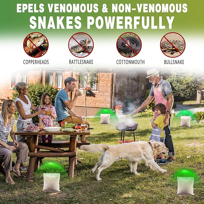 16 Pack Snake Repellent for Outdoor & Indoor Use, Natural Snake Deterrent for Yard Powerful, Pet and Child Safe, Long-Lasting Snake Away Pouches for Lawn, Garden, Garage, Basement,Snake Repellent