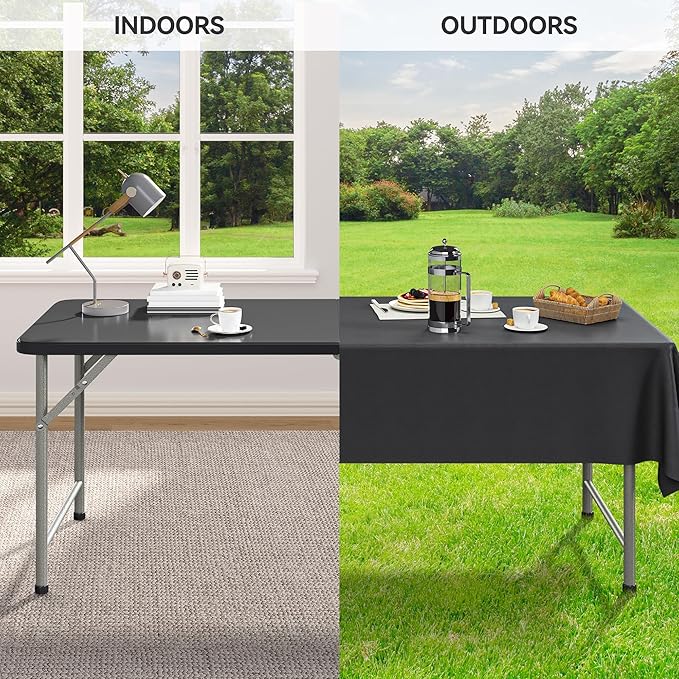YITAHOME 6FT Folding Table, Outdoor Folding Table w/Heavy Duty HDPE Tabletop, Rectangle Folding Tables w/Portable Carrying Handle for Picnic, Parties, Camping & Indoor Activities, Black