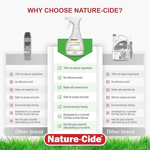 Nature-Cide All Purpose Spray - for Roach, Spider, Mosquito and Ant. Keeps Your Home Safe. No Strong Odor. 8 oz