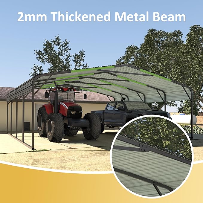 VEIKOU 20'x20' Carport, Heavy Duty Metal Carport with Alloy Steel Roof, Car Port Shelter with Innovative Assembly Structure Metal Car Port Kits for Car, Boat, Truck