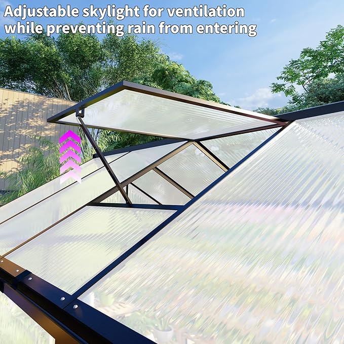 CQZY 6x8 FT Greenhouse for Outdoors,Walk-in Greenhouse for Outdoors,Dark Gray