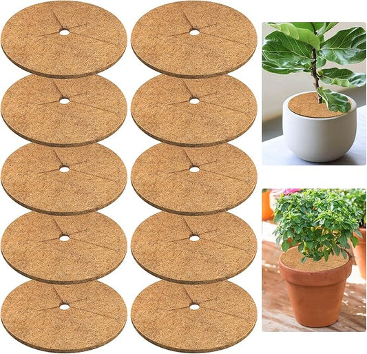 Legigo 10pcs Coconut Fiber Mulch Ring Tree Plant Protector Mat, 9 Inch Natural Coco Coir Tree Protection Ring Plant Pot Soil Cover, Tree Rings Disc Plant Cover for Indoor Outdoor Plants,Landscaping