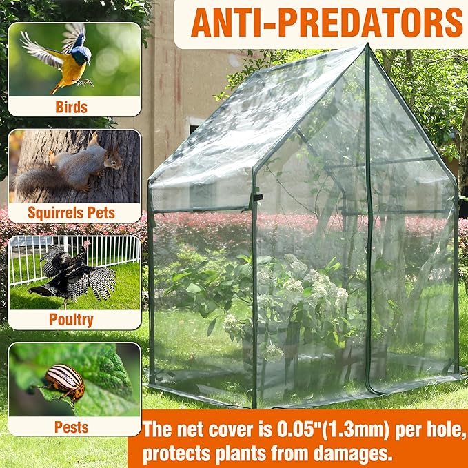 Gardzen Mini Greenhouse with Mesh Cover, Portable Outdoor Greenhouse, Enhanced Ventilation, Ideal for Spring, Summer & Fall 36.2"(L) x53.3(W) x66.1(H)