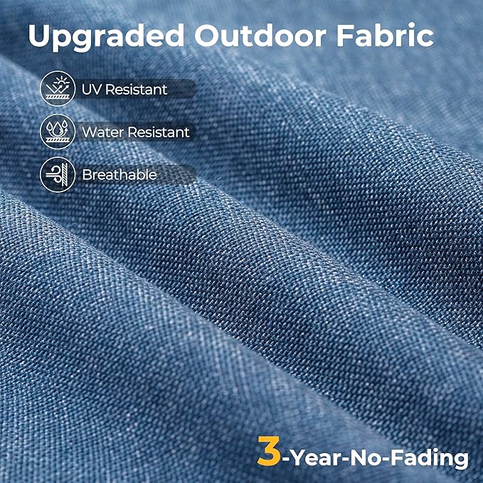 HOOOWOOO 10 Piece Patio Sectional Furniture Set with Fire Pit Table,Modern Wicker Outdoor Conversation Sofa Sets,Weather Resistant Modular L Shaped Outside Couch Swivel Chair Set(Denime Blue)