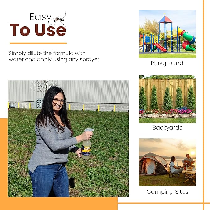 Natural Mosquito Control Ready to Use Spray, Repels Mosquitoes, Ticks, Fleas, Flies, Gnats, and Chiggers Away (32 oz Ready to use)