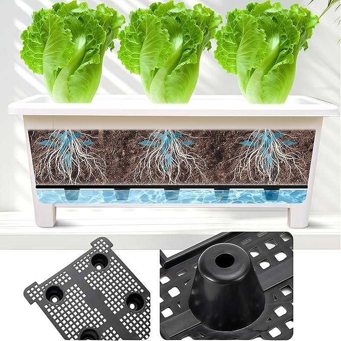 FAMZ Self Watering Planters Pots for Indoor Plants, 3 Pack 18.9 Inch Plastic Window Boxes Planters Herb Planter, Rectangle Rectangular Planter Windowsill Planters with Drainage and Saucer (White)
