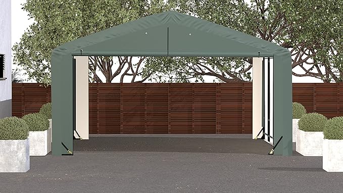 ShelterLogic ShelterTube Garage & Storage Shelter, 20' x 23' x 10' Heavy-Duty Steel Frame Wind and Snow-Load Rated Enclosure, Green