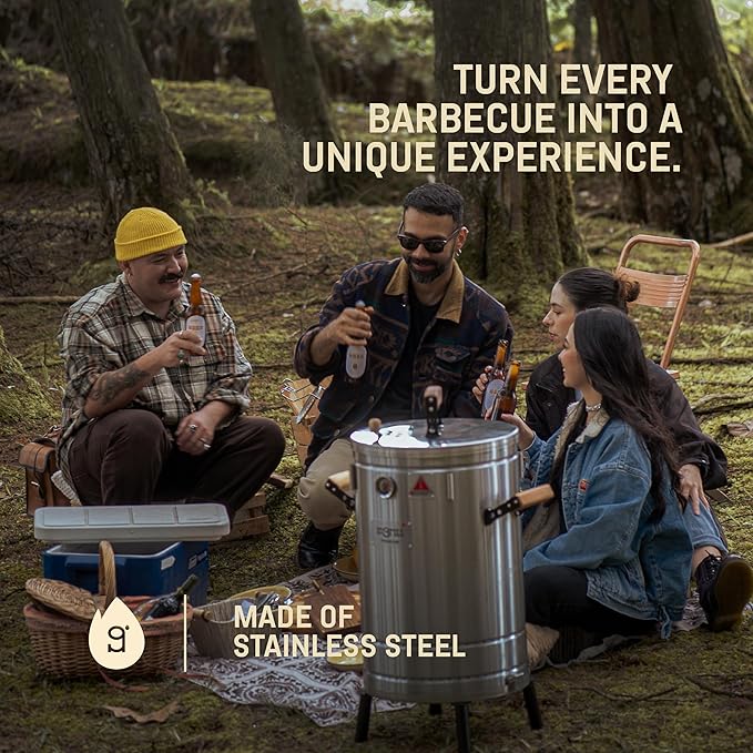 Charcoal Grills - 12 lbs Stainless Steel Smoker Grill 3-in-1 for Cooking & Home BBQ - Portable Vertical Smoker Barrel for Outdoor Grilling & Camping - Meat Grill with Thermometer & Accessories