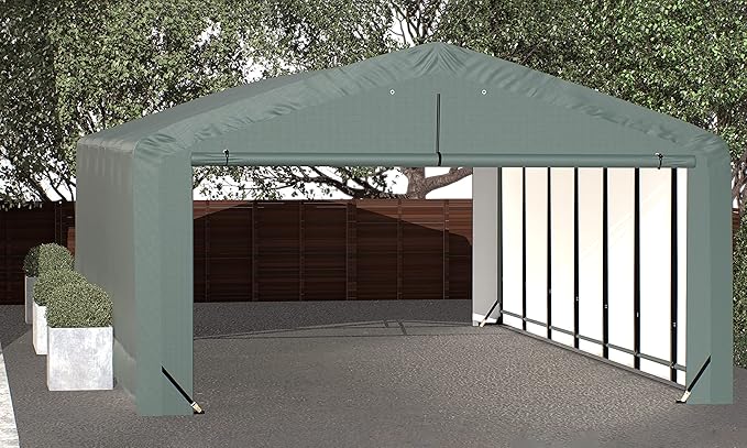ShelterLogic ShelterTube Garage & Storage Shelter, 20' x 32' x 12' Heavy-Duty Steel Frame Wind and Snow-Load Rated Enclosure, Green