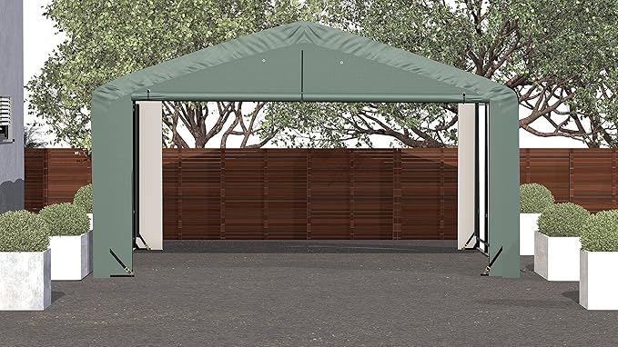 ShelterLogic ShelterTube Garage & Storage Shelter, 20' x 18' x 10' Heavy-Duty Steel Frame Wind and Snow-Load Rated Enclosure, Green