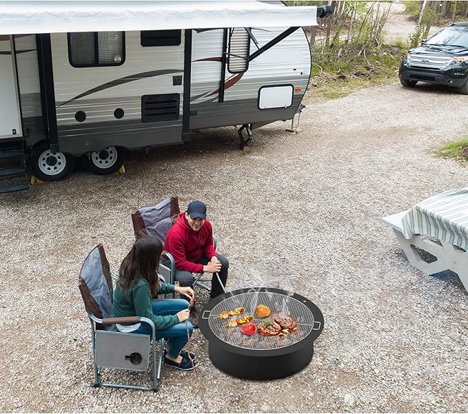 Stanbroil 42" Outdoor Fire Pit Ring Insert for Wood Burning, Heavy Duty Steel Round Fire Pit Ring Liner for Outside, 42" Outer/36 Inner DIY Camping Firepit Above or In-Ground, Backyard Bonfire