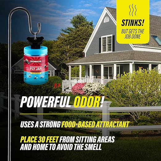 Catchmaster Reusable Fly Trap Outdoor Jar Refill 3-Pack Bait, Bug Catcher and Flying Insect Trap Natural Attractant Refill for Pest Control, Pet Safe, Bulk Fly Traps Bait