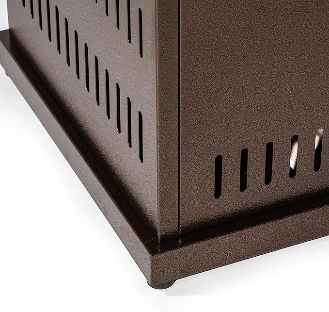 28'' Propane Fire Pit Table, 50,000 BTU Fire Table with Steel Lid, Big Legs, Laval Rocks, Deck Safe Fire Pit, Gas Fire Pits for Outside Patio, Brown.