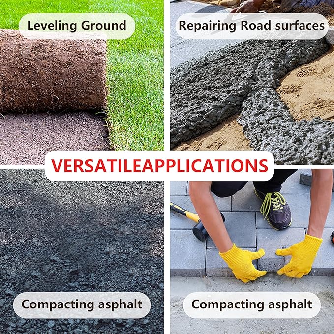 Steel Tamper Tool,63 Inch Handle,Hand Ground Tamper Tool,Durable Plate Soil Compactor,Garden Heavy Duty Tool for Leveling Soil,Gravel,Asphalt,Driveway