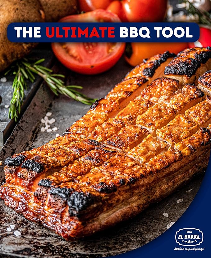 EL BARRIL 45lbs Grill & Smoker Barrel, Stainless Steel Charcoal Smoker Grill – Portable Outdoor Smokers with Even Heat Distribution & Grilling Accessories