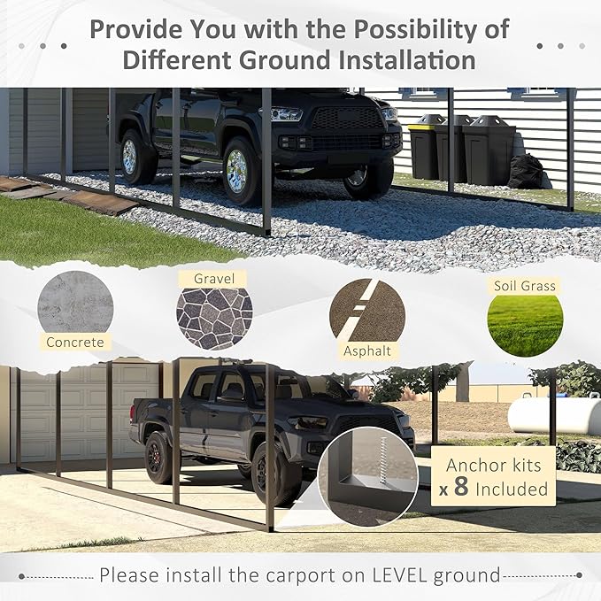 MUPATER 12 x 20 FT Heavy Duty Metal Carport,Garage Car Shelter Shade for Outdoor with Heavier Metal Frame, Carport Canopy with Roof and Bolts for Car, and Boats, Cream White