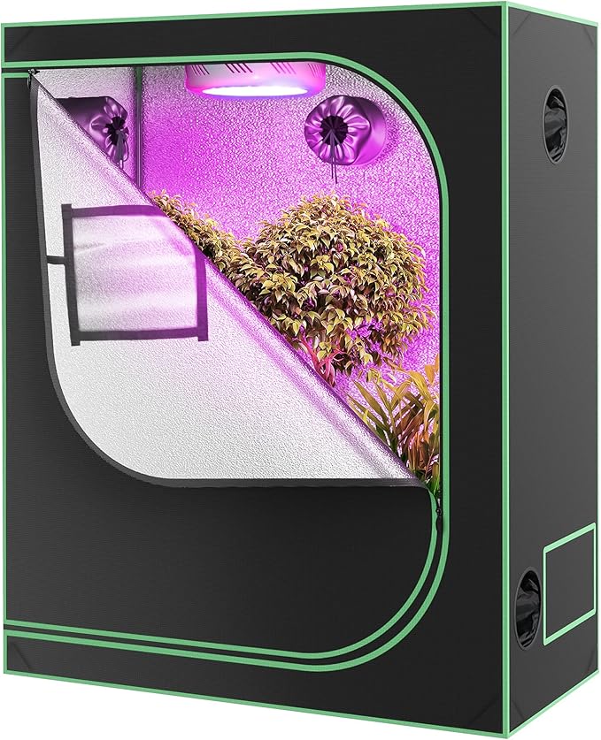 Nova Microdermabrasion 48"x24"x60" Mylar Hydroponic Grow Tent with Observation Window and Floor Tray, 4×2 Grow Tent, High Reflective Growing Tent Room for Indoor Plant Fruit Flower Veg